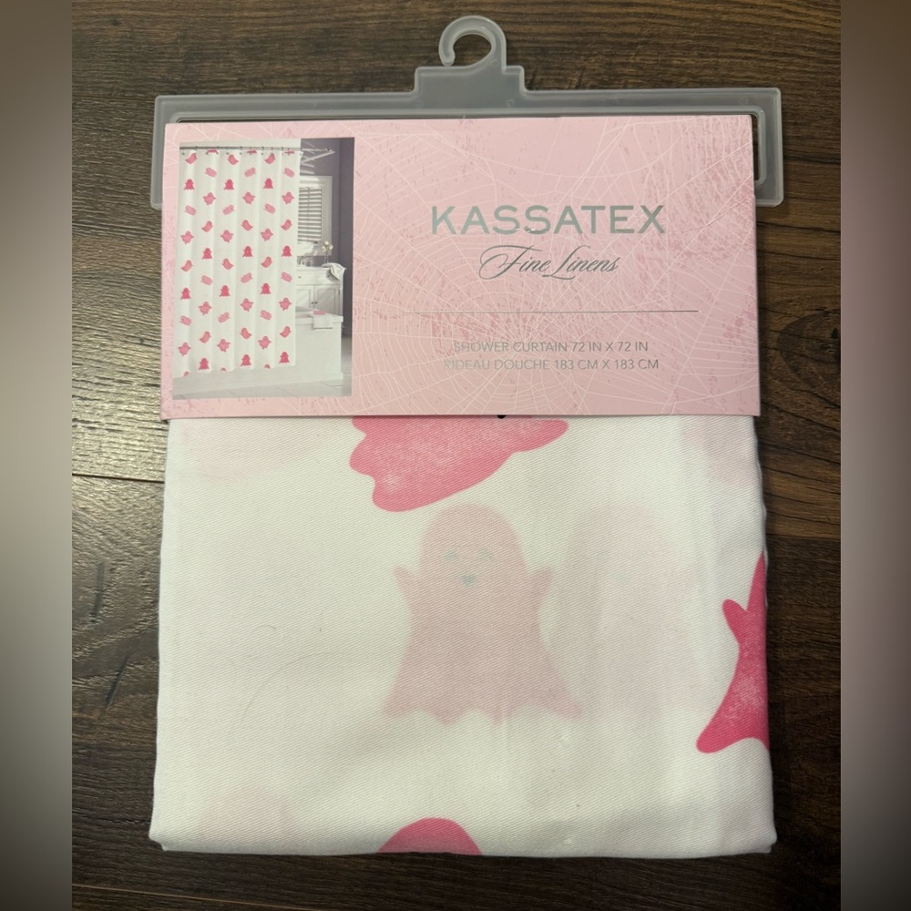 Kassatex Shower Curtain Pink Ghosts 72”x72”
